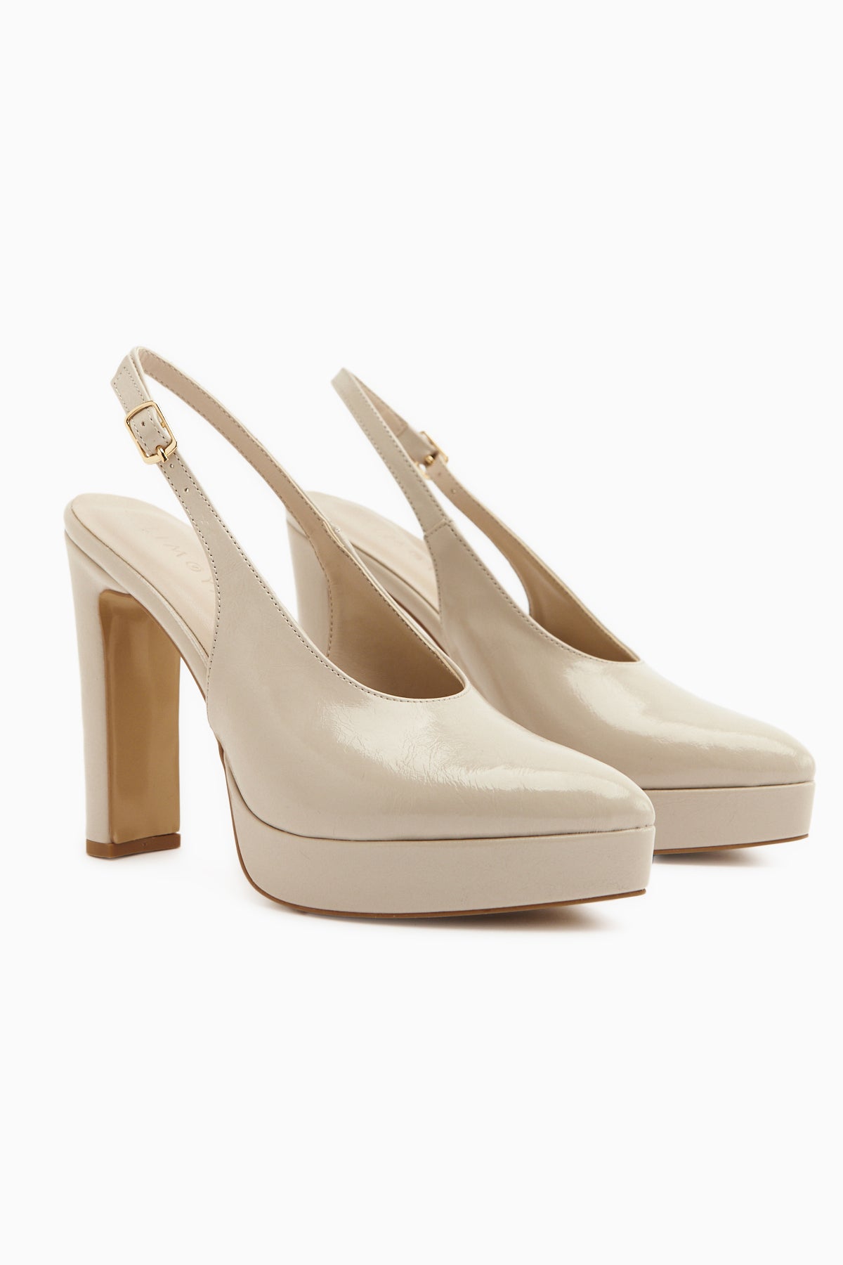 Ramia Beige Pointed Toe Platform Heeled Women’s Shoes