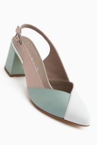 Brenda Genuine Leather White Green Women’s Heeled Sandal