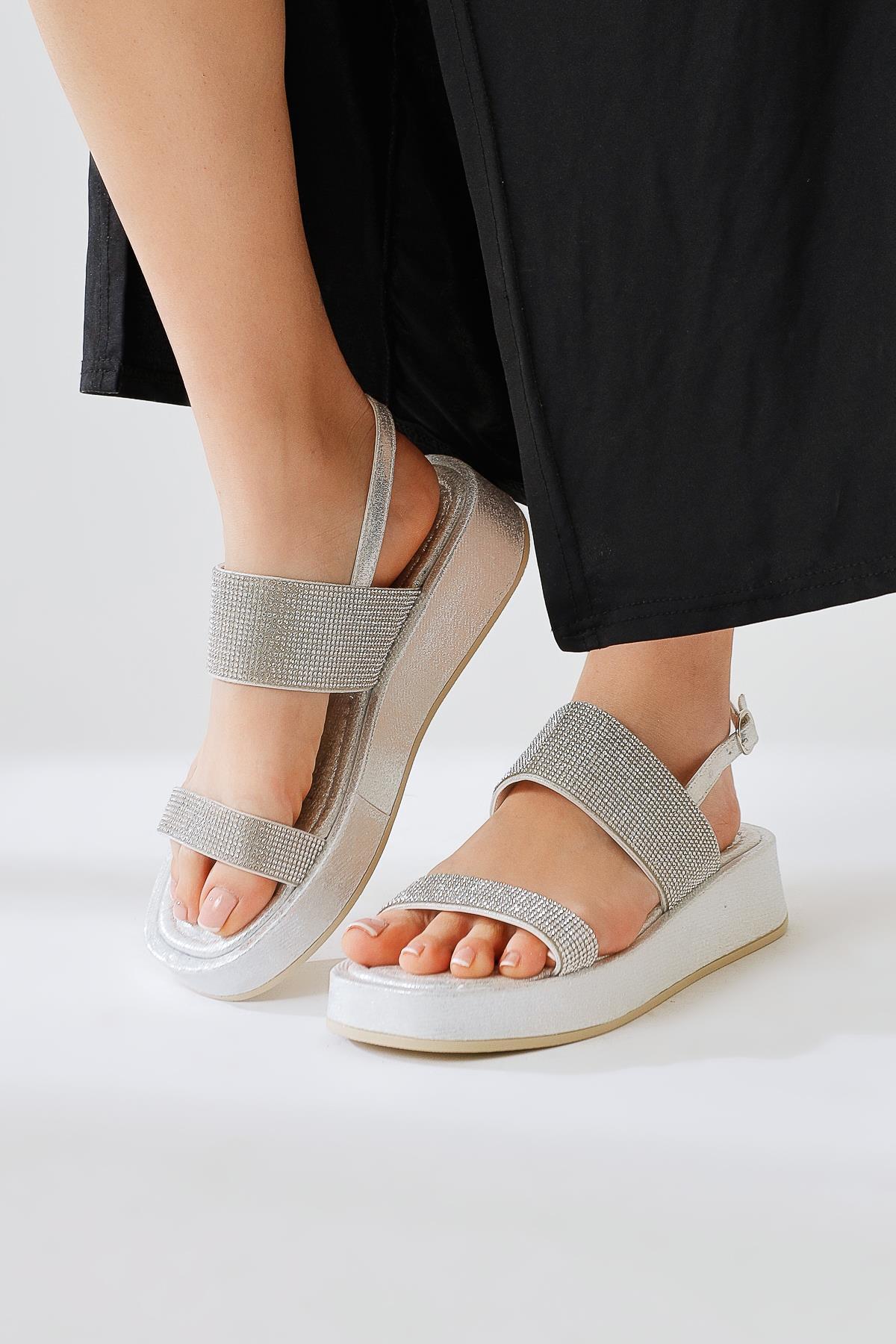 Cisela Silver Stone Strap Women’s Sandal