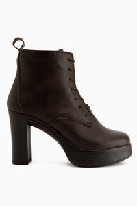 Camia Brown Lace-Up Platform Heeled Women’s Boots