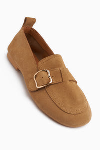 Oliva Genuine Leather Tan Buckled Women’s Ballet Flats