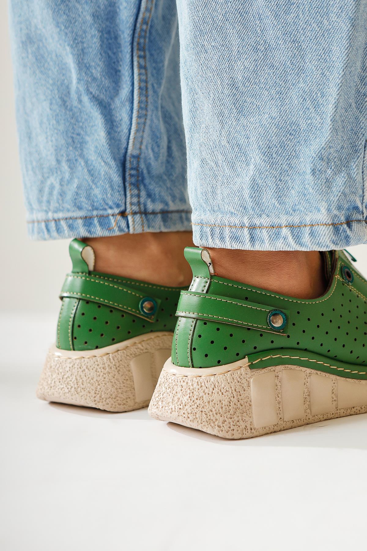 Melonie Green Laser-Cut Zip-Up Everyday Shoes