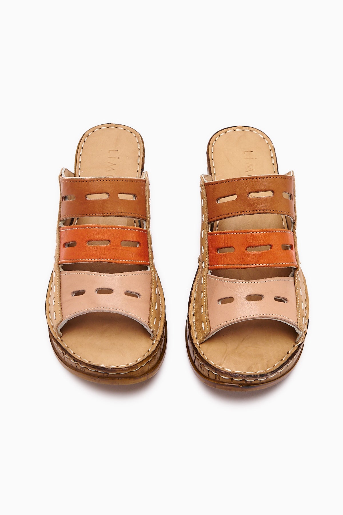 Etta Genuine Leather Mink Taba Orange Powder Laser Cut Slippers (Comfort Slippers)