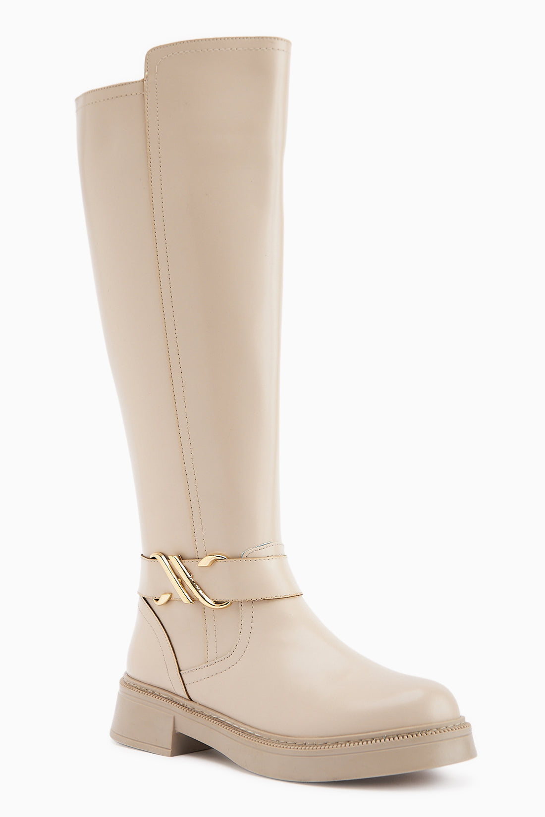 Birgita Beige Buckle Detailed Zipper Women’s Boots