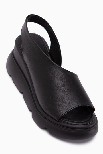 Lima Black Thick Sole Open Toe Women’s Sandal