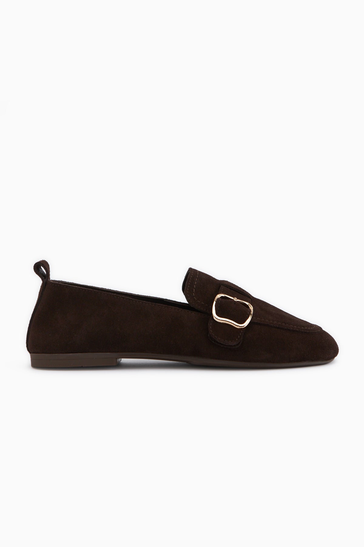 Oliva Genuine Leather Brown Buckled Women’s Ballet Flats