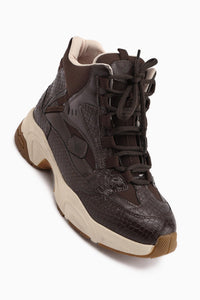 Nency – Brown Lace-Up Sneaker Boot (Women)