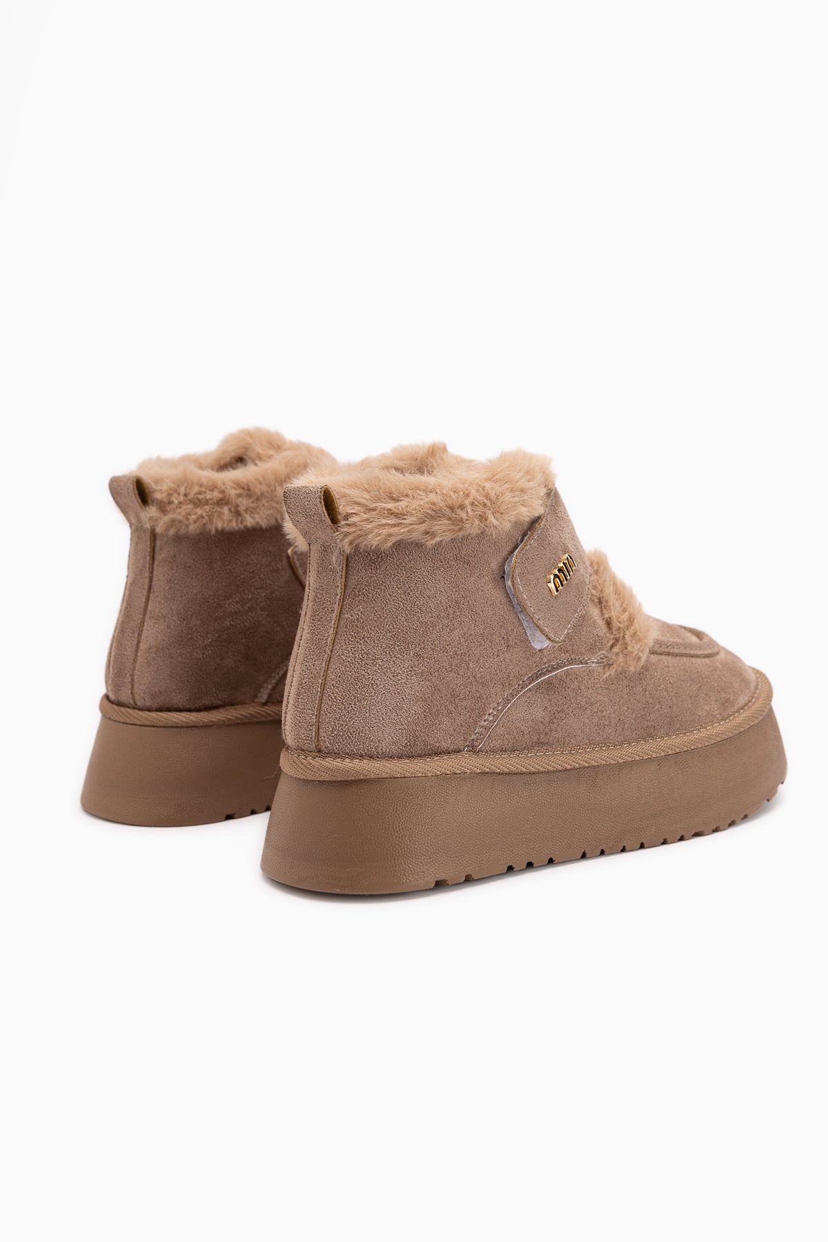 Celia Beige Suede Fur Thick Sole Women’s Boots