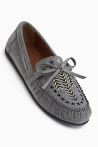 Darya Gray Suede Embroidered Women’s Loafer