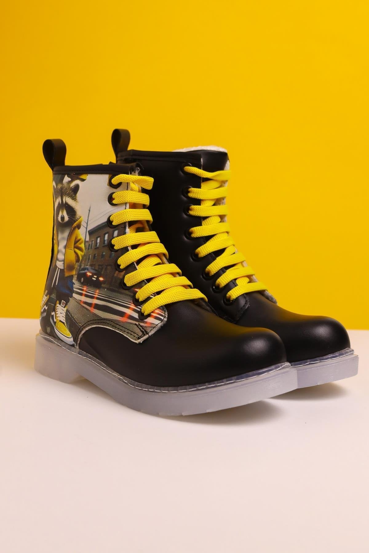 Dora Black Striped Character Print Lace-Up Kids' Boots