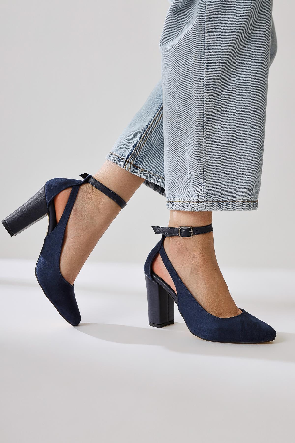 Kyle – Navy Ankle-Baret-Detail High-Heel Shoe (Women)