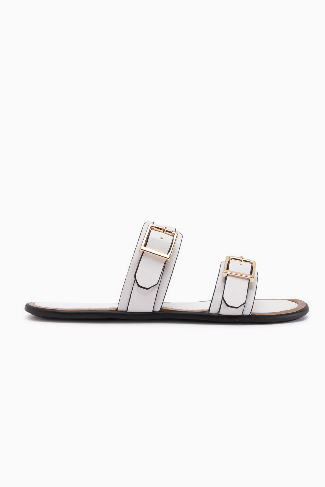 Linah White Double Strap Women’s Slippers