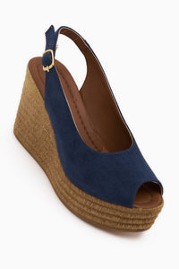 Caty Navy Suede Wedge Women’s Sandal