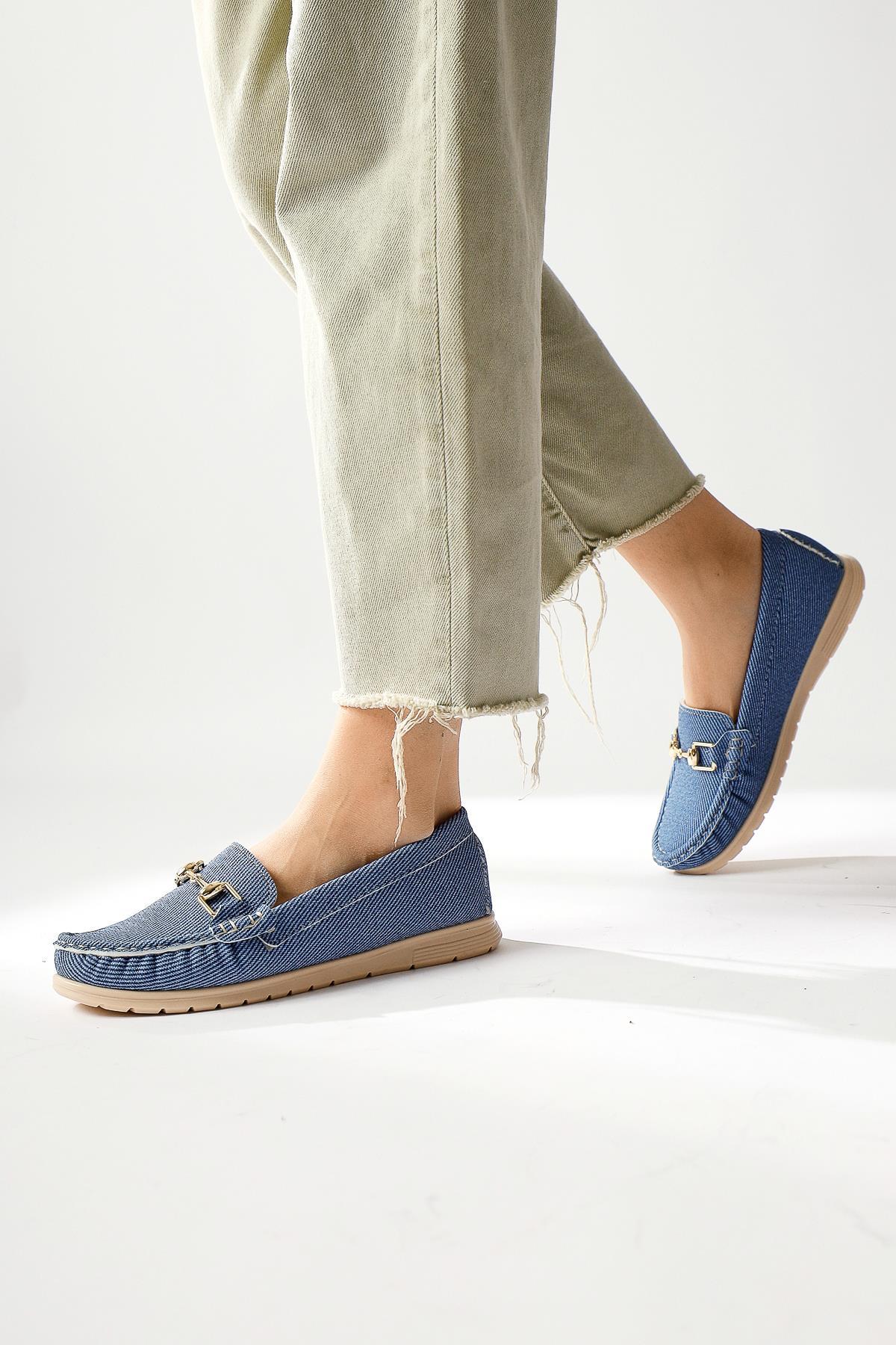 Tola – Denim Blue Buckle-Detail Casual Shoe (Women)