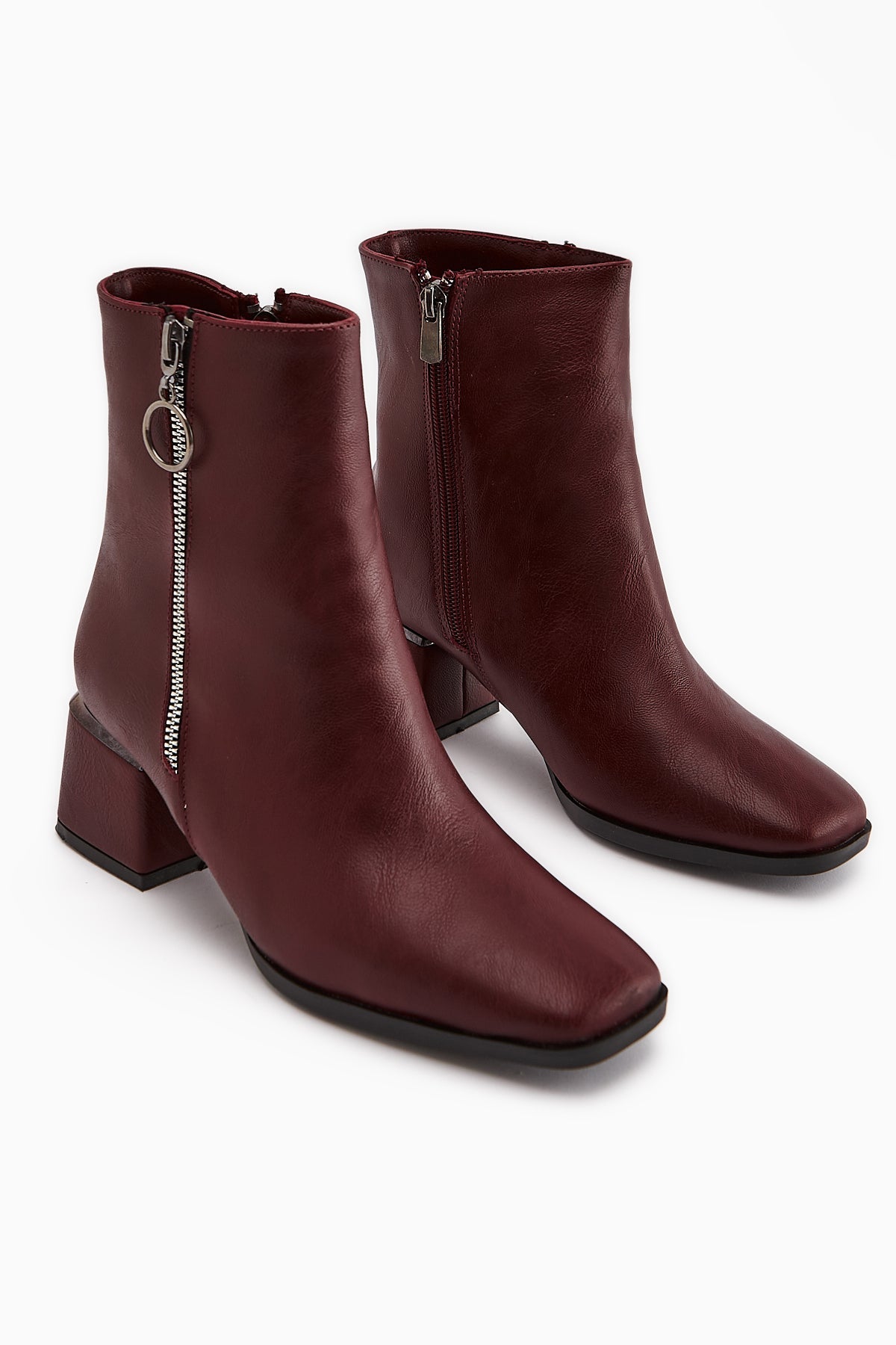 Deyana Maroon Zipper Accessorized Boot