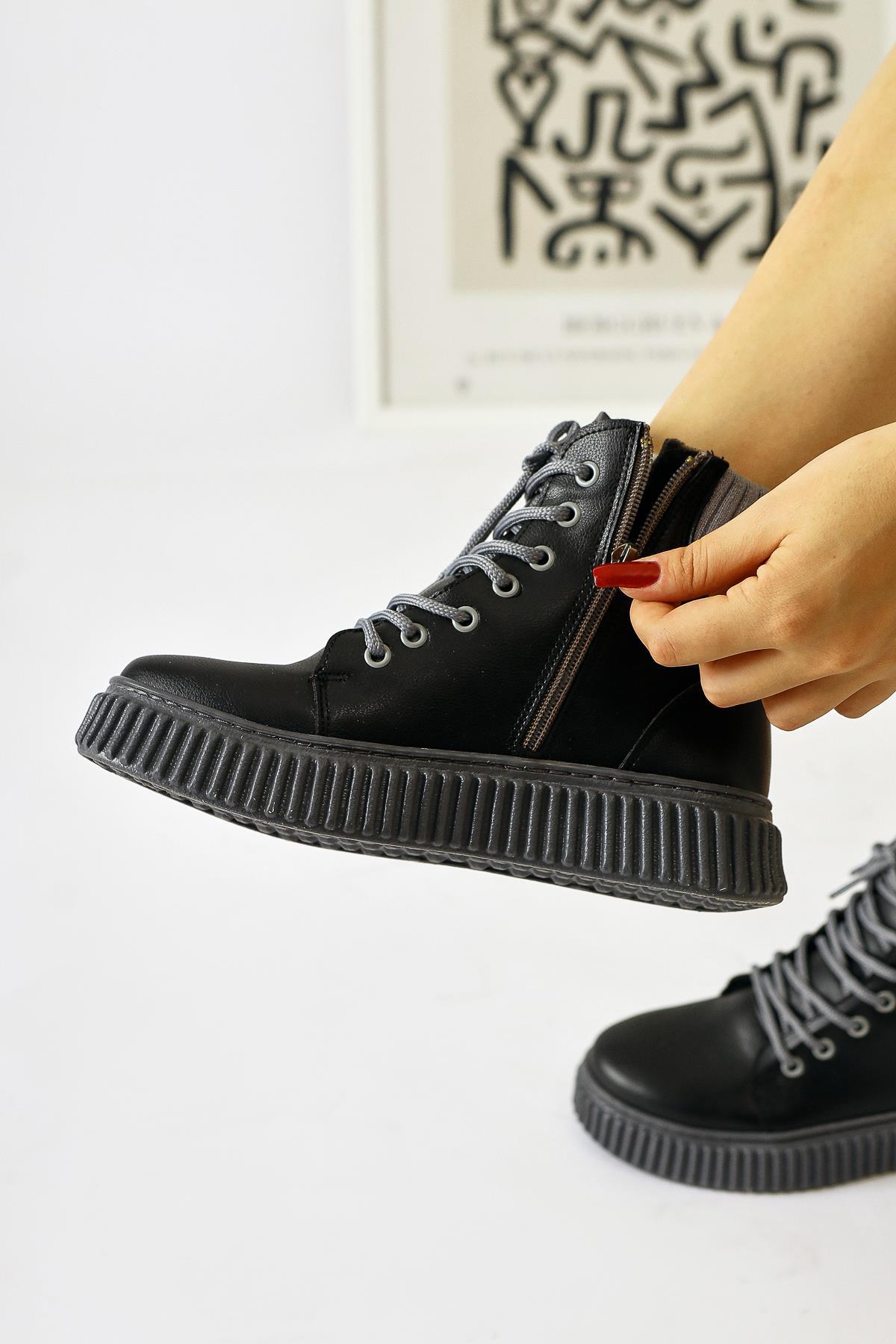 Carmel – Black Lace-Up Sport Boot (Women)