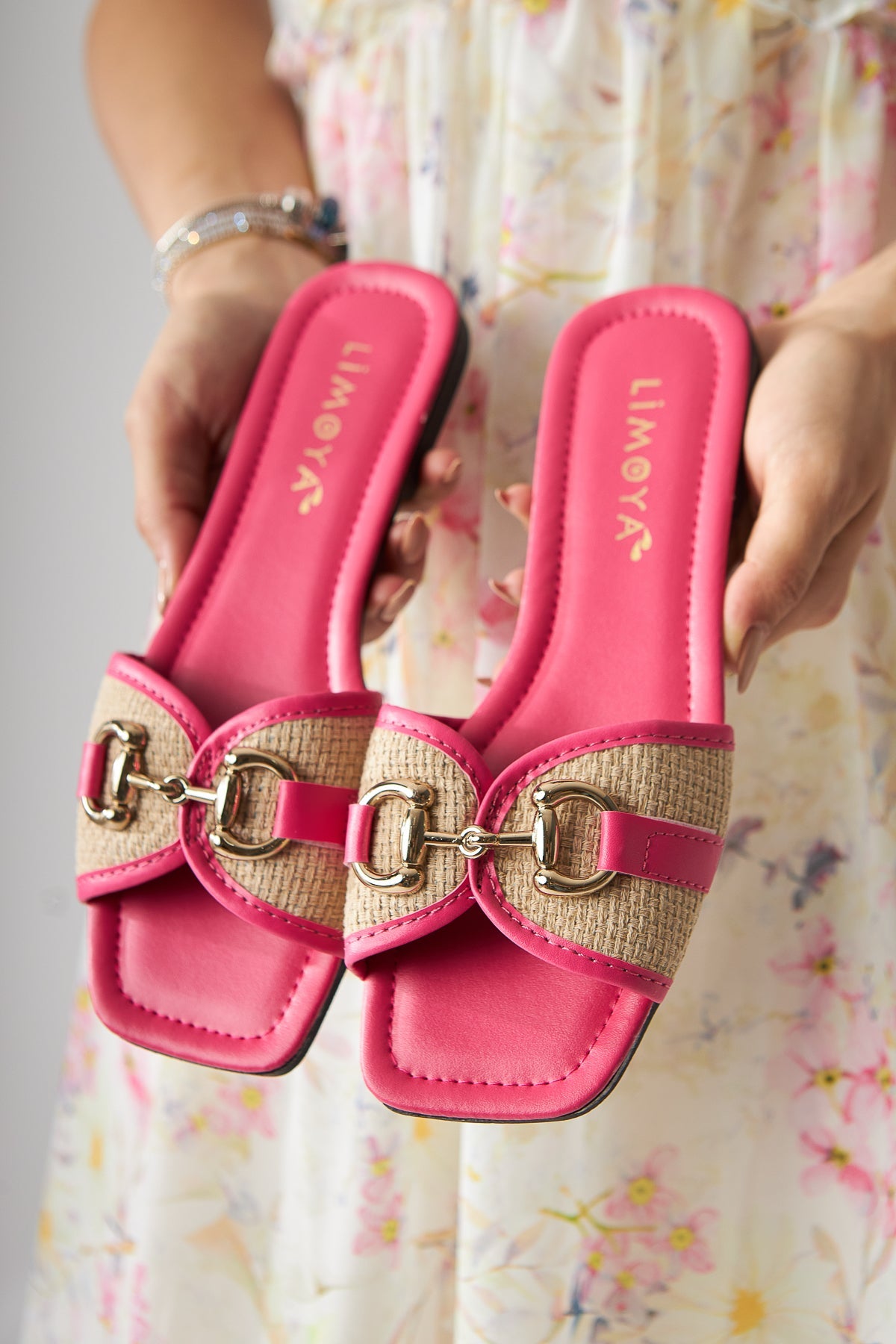 Elanor Fuchsia Women's Flat Slippers with Buckle