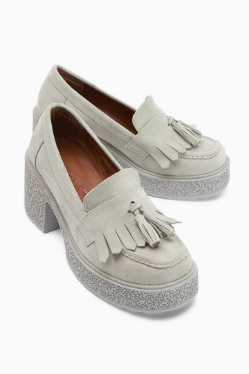 Loreen – Cognac Tassel Heeled Loafer (Women)