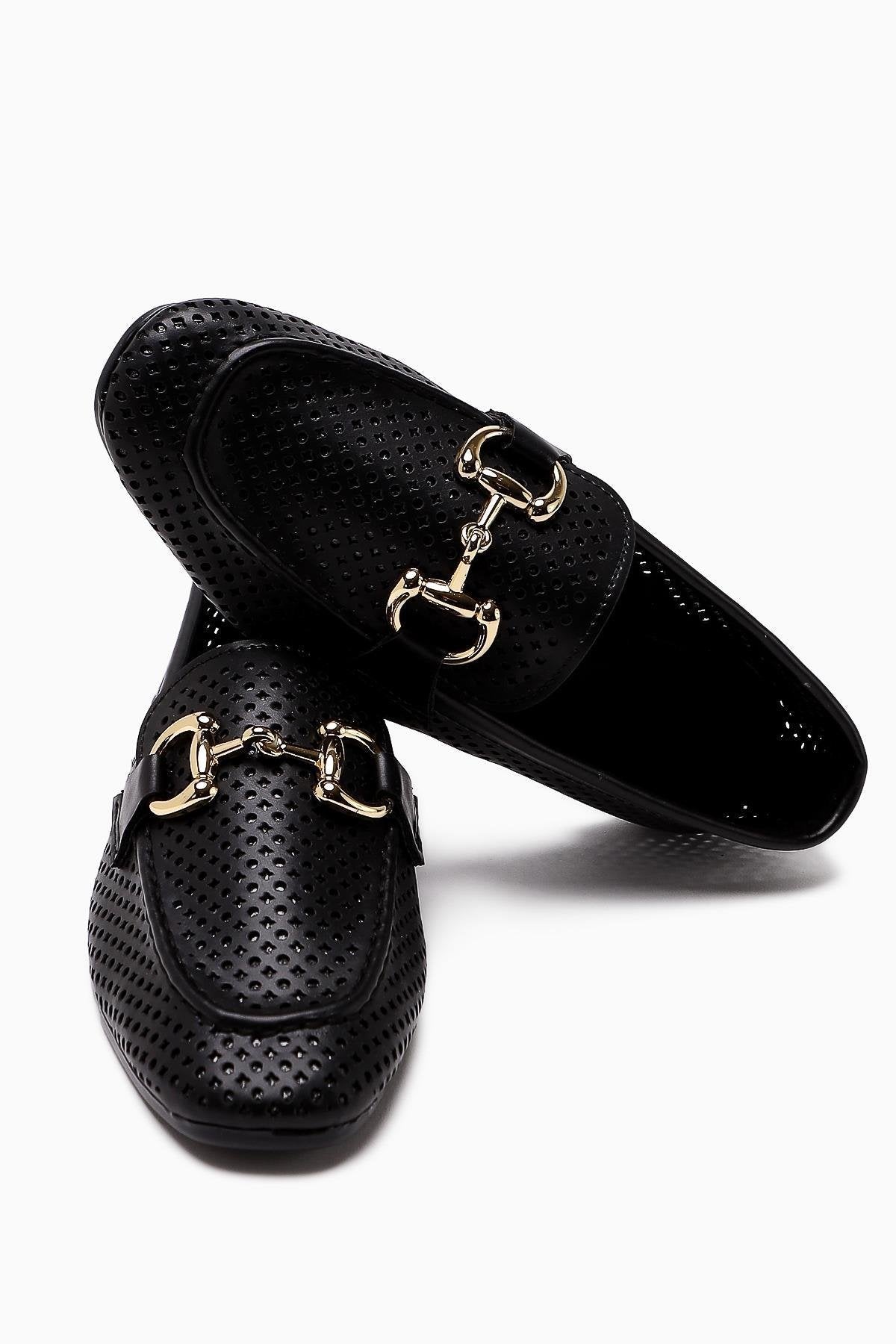 Gazali – Black Buckle-Detail Ballet Flat (Women)