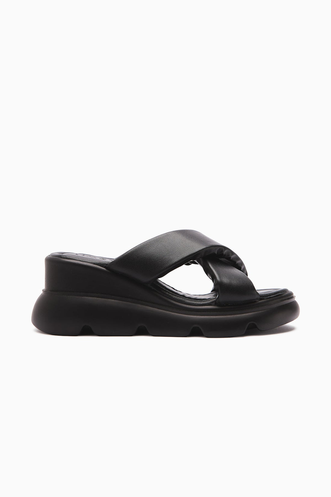 Vicki Black Cross-Strap Fluffy Women's Slipper