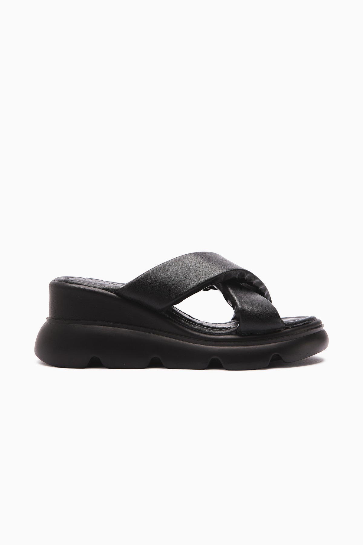 Vicki Black Cross-Strap Fluffy Women's Slipper