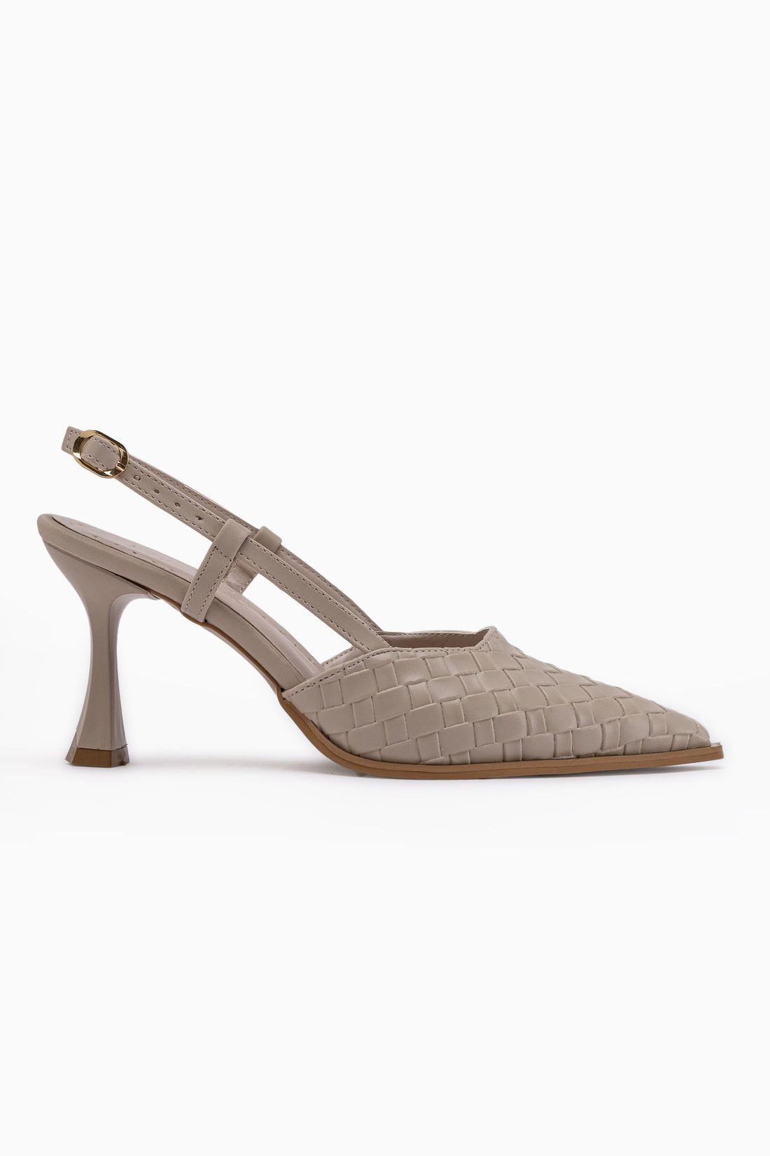 Neila Beige Woven Patterned Women’s Heeled Shoes