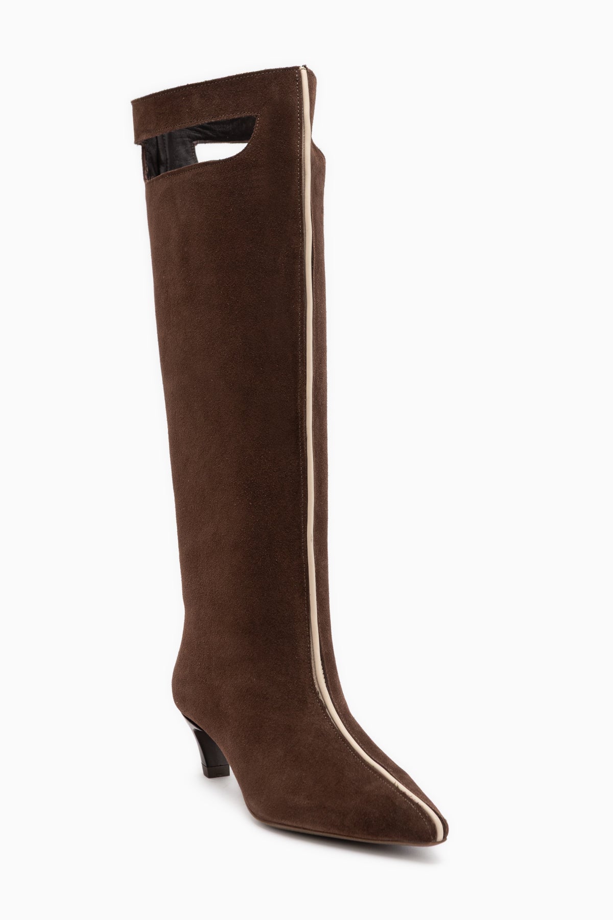 Gena Genuine Leather Brown Suede Short Heeled Women’s Boots