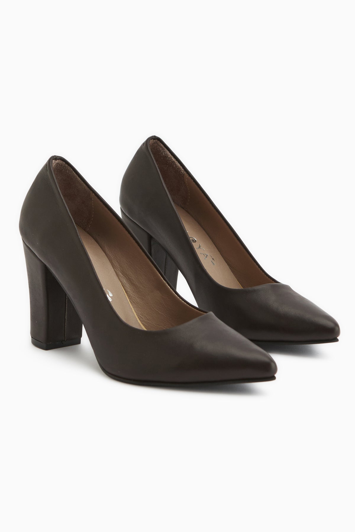 Emily Genuine Leather Brown Thick Heeled Women’s Shoes