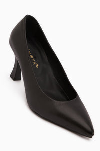 Clarry Genuine Leather Black Heeled Shoes