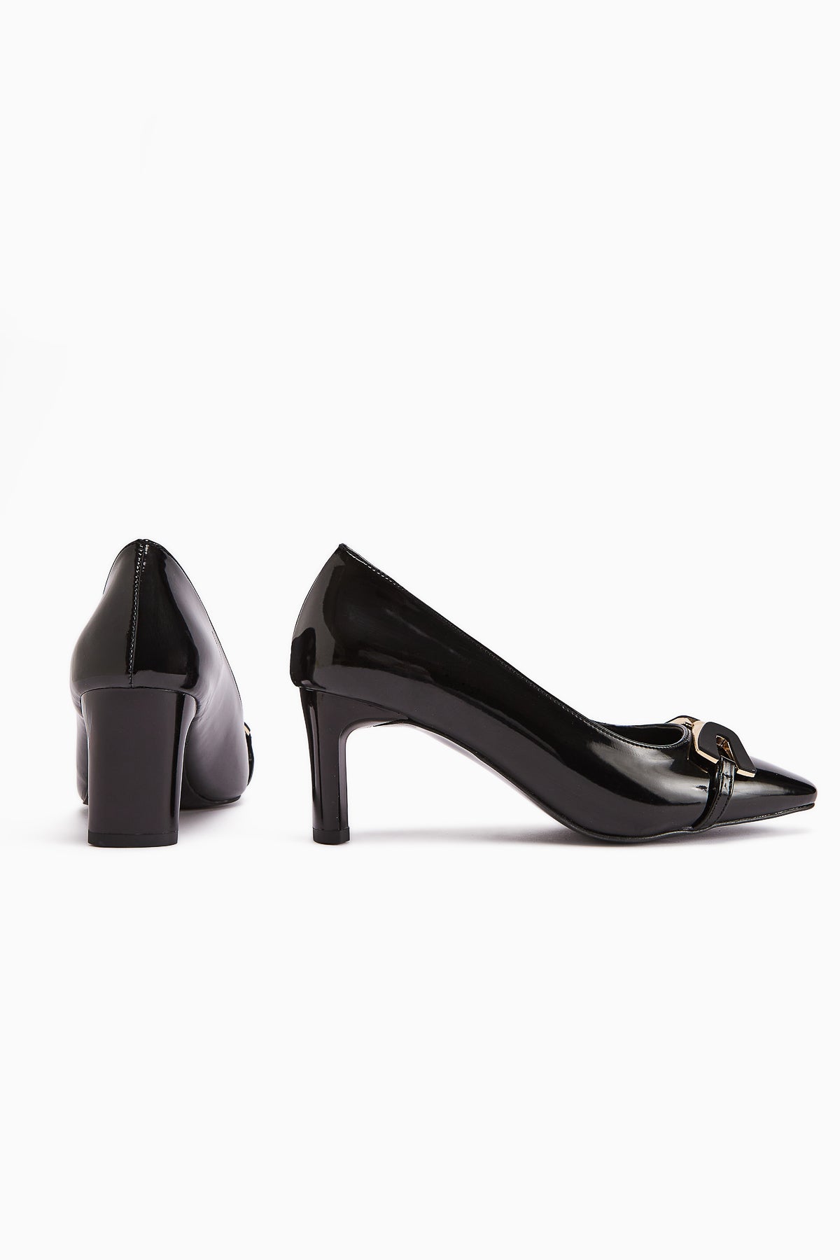 Misha – Black Patent Buckle Heeled Shoe (Women)