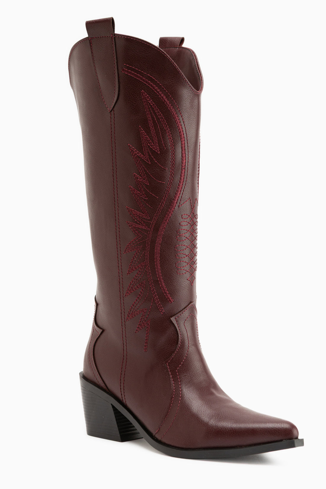 Hero Burgundy Embroidered Cowboy Boots