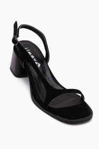Julie Genuine Leather Black Suede Heeled Women’s Sandal