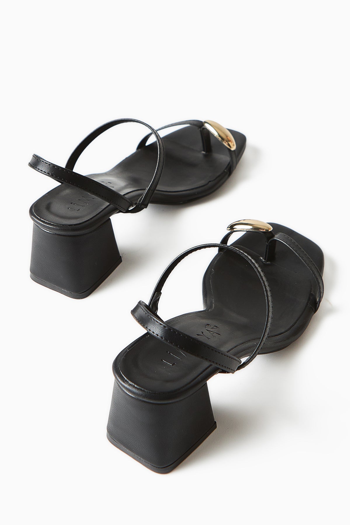 Selenya Black Thong Sandals with Buckle Detail for Women