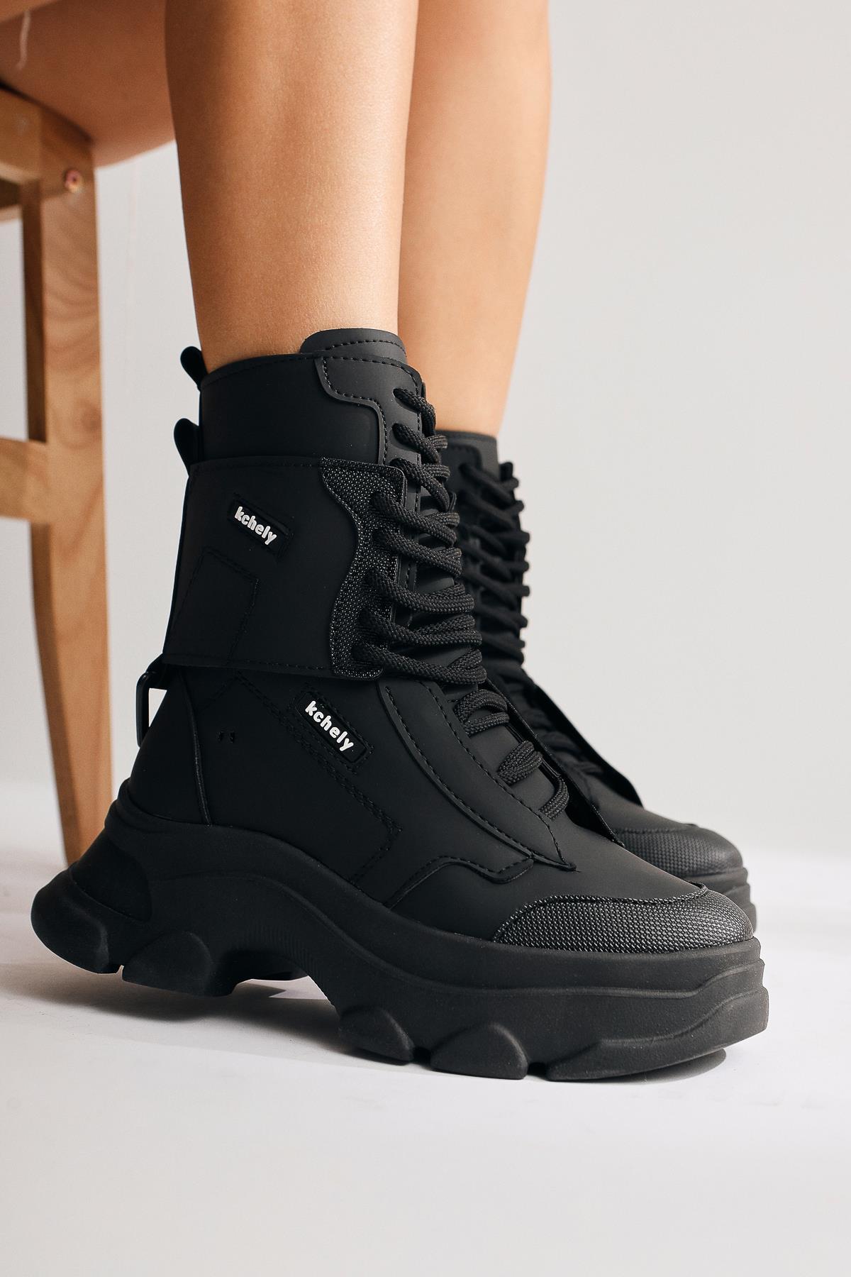 Arline – Black Lace-Up Combat Boot (Women)