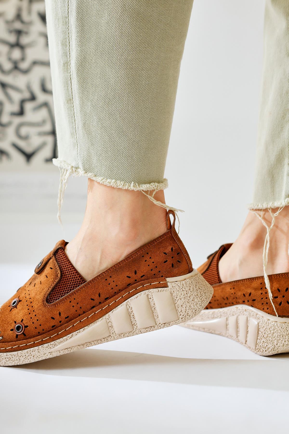 Bethina Taba Suede Flat with Rivet Details and Laser Cutouts