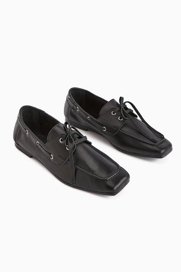 Arian – Genuine Leather Black Lace-Up Casual Loafer (Women)
