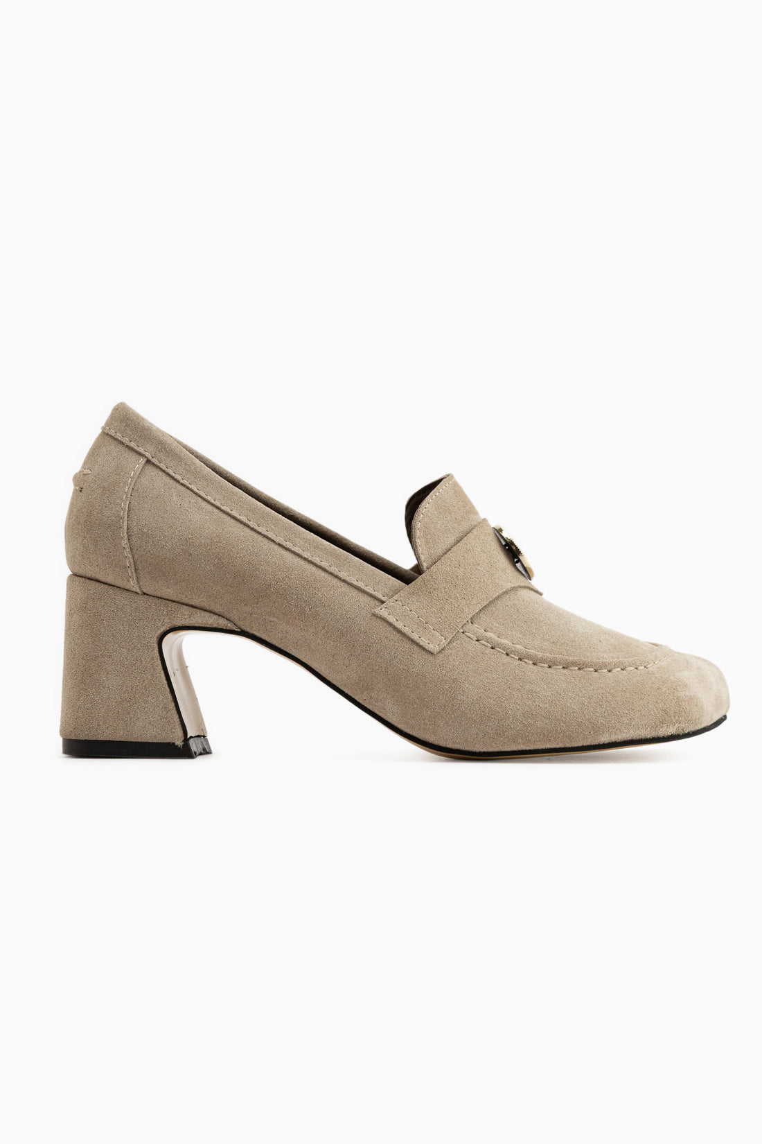 Agnes Genuine Leather Beige Buckle Detailed Women’s Heeled Shoes