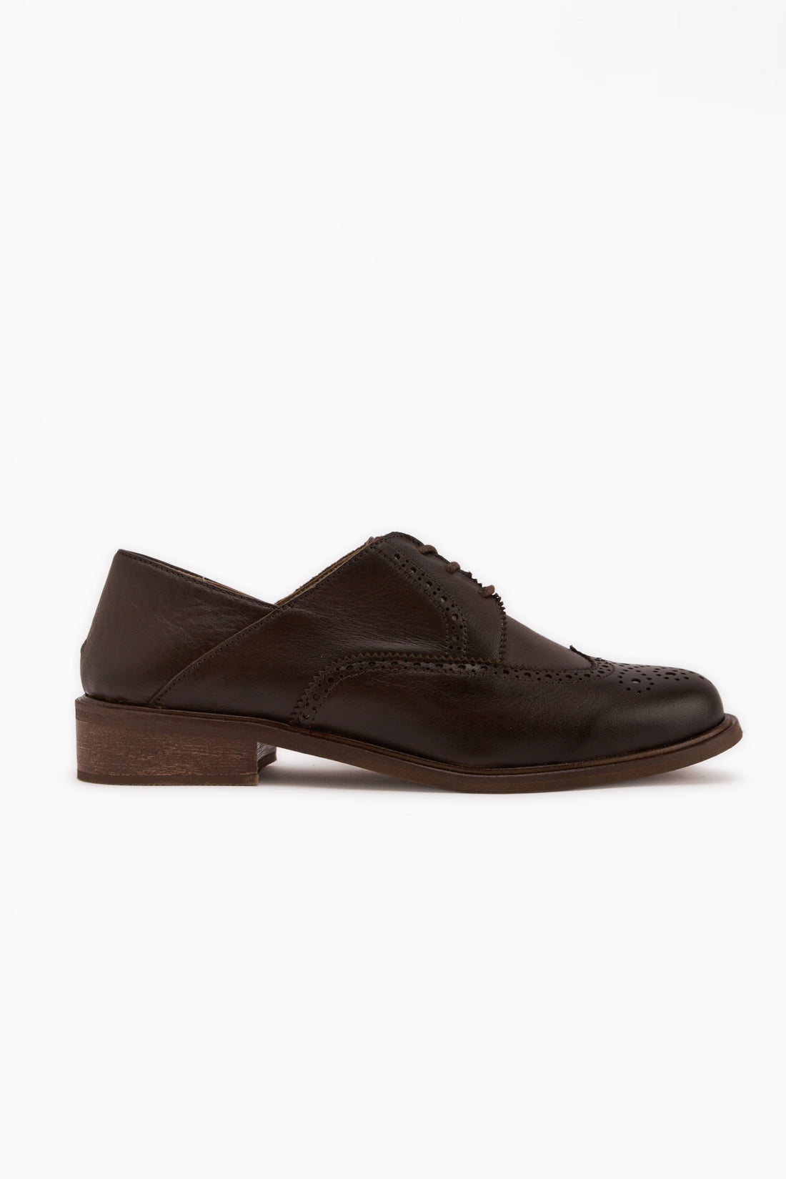 Dena Genuine Leather Brown Lace-Up Brogue Oxford Women’s Shoes
