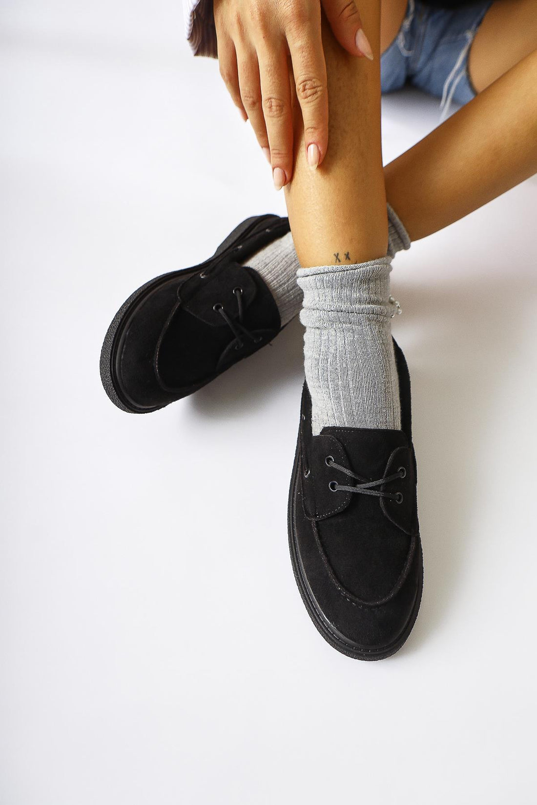 Janin Black Suede Lace-Up Daily Wear Shoes