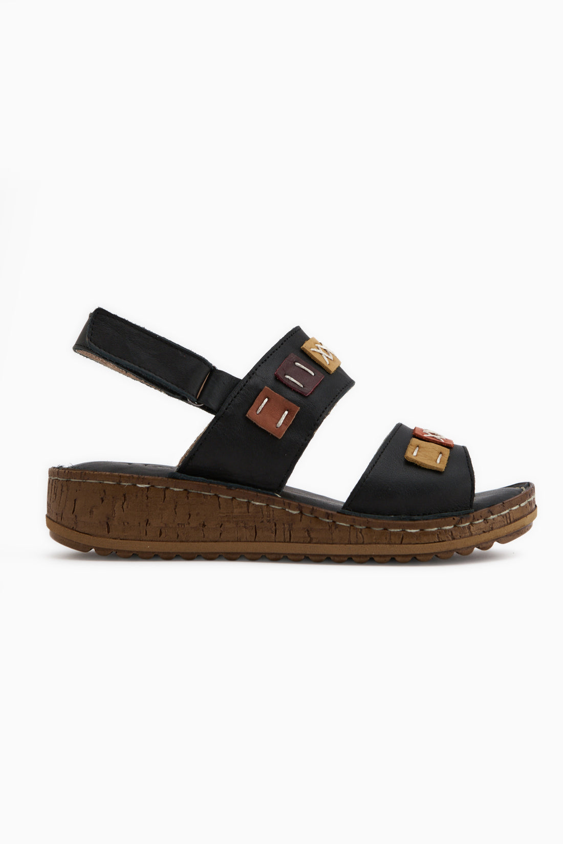 Loreta Genuine Leather Black Double Strap Women’s Sandal