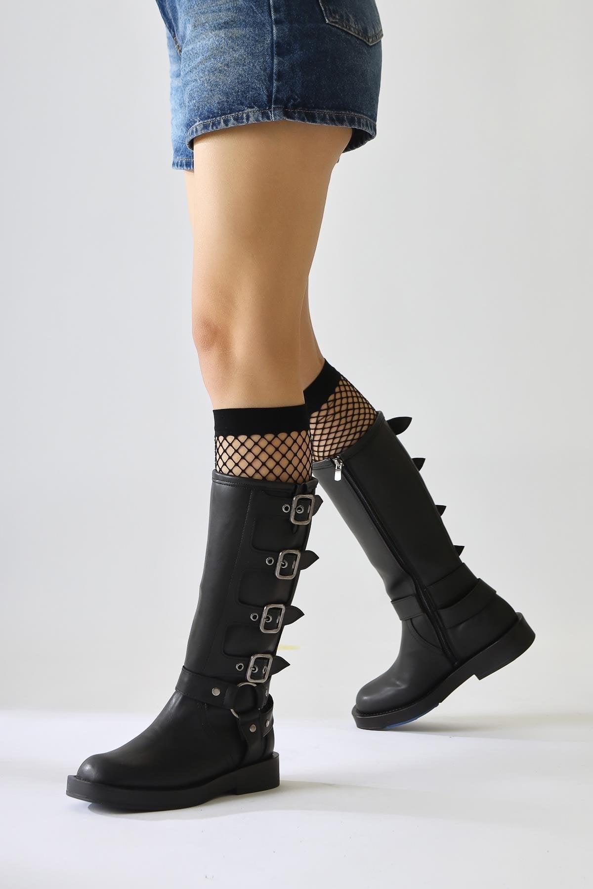 Luella Black Belt Accessorized Zippered Boot