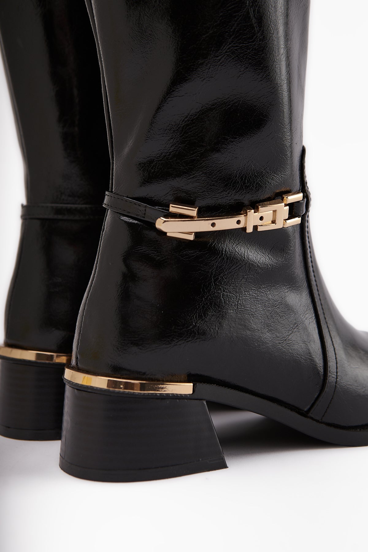 Kamilla – Black Buckle-Detail Knee-High Boot (Women)