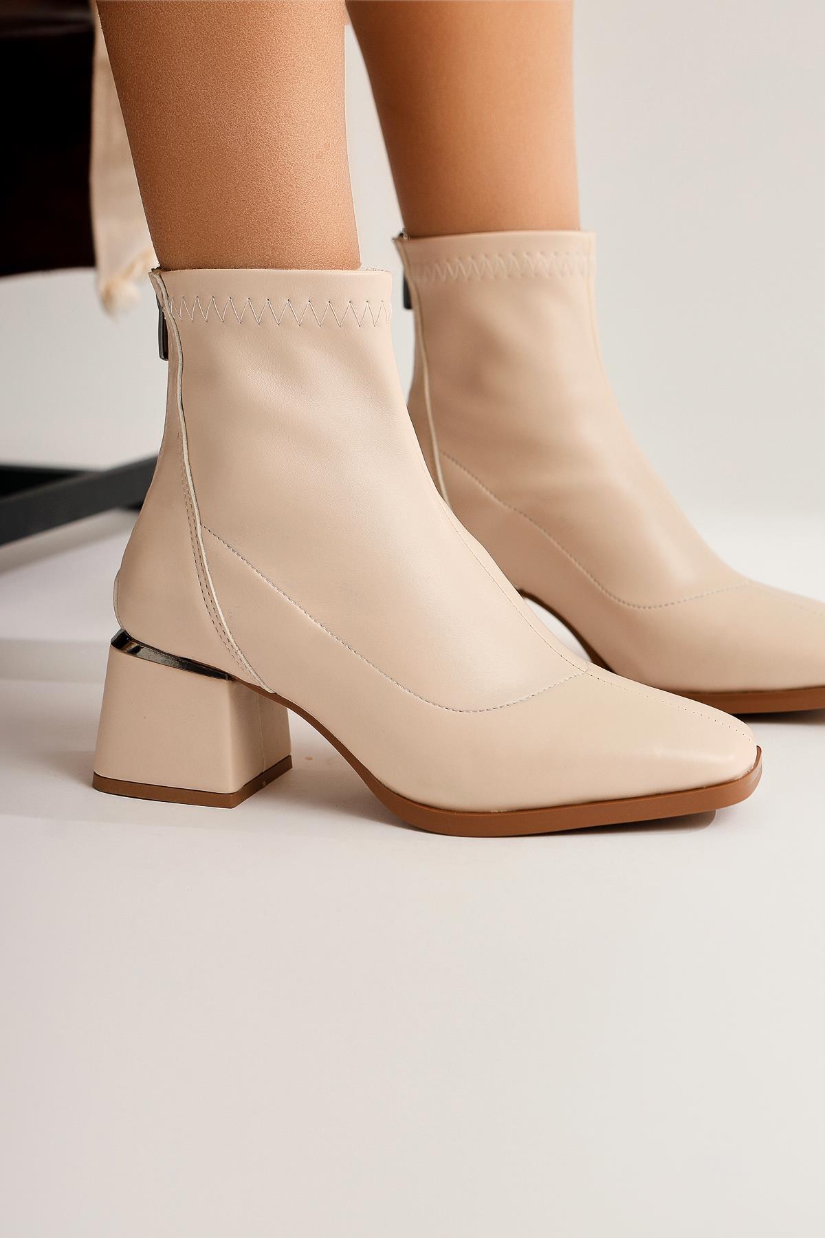 Dominga – Beige Zip-Closure Boot (Women)