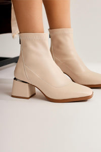 Dominga Beige Zippered Women’s Boots