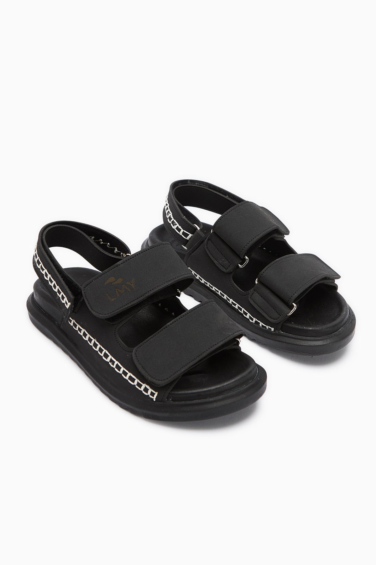 Sanna Black Embroidered Velcro Women’s Sandal