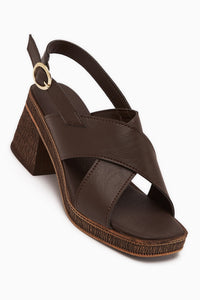 Hena Brown Cross Strap Women’s Heeled Sandal