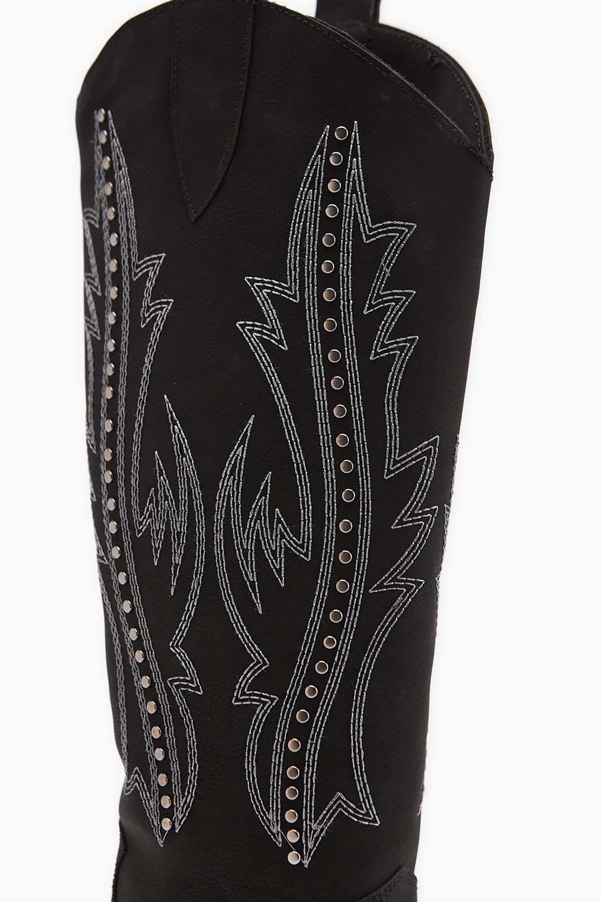 Fizaro Black Pointed Toe Embroidered Studded Western Boots