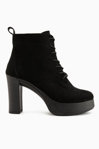 Camia Black Suede Lace-Up Platform Women’s Boots