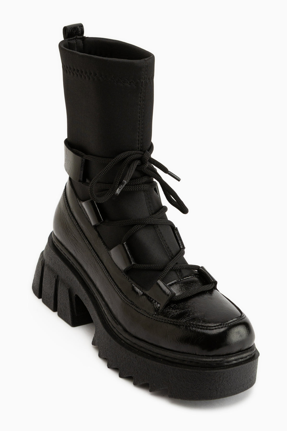Casey Black Thick Sole Lace-Up Women’s Boots