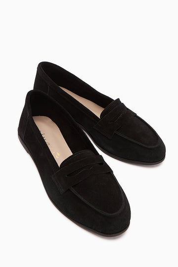 Solina – Genuine Leather Black Suede Loafer (Women)